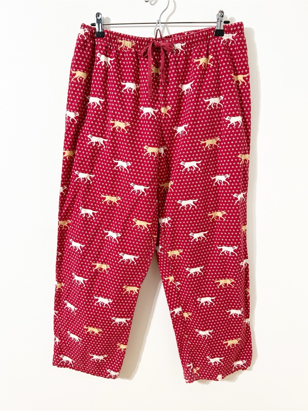 L.L. Bean Women’s Flannel Pajama Pants Red Dog Print 100% Cotton Size L Regular